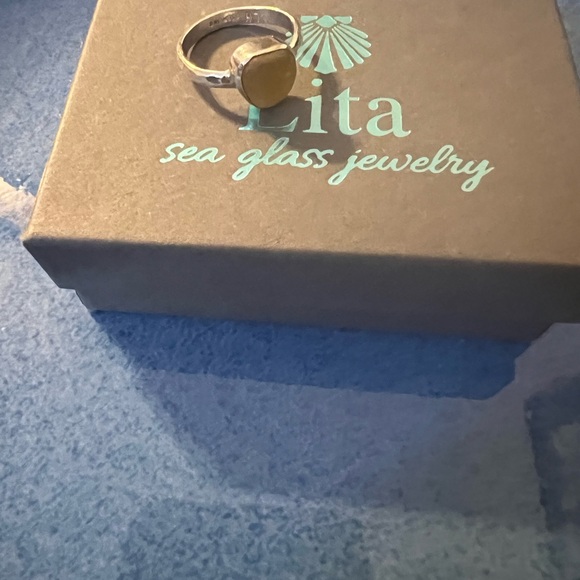 NIB  925 Lita Sea Glass Amber Sea Glass Size 7 - Picture 4 of 5